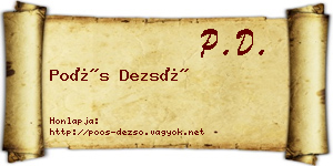 Poós Dezső névjegykártya